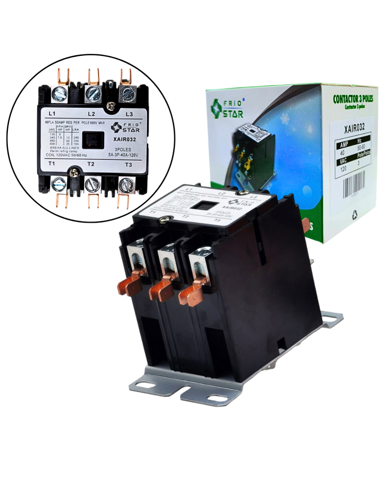 CONTACTOR 3 POLOS AIRE ACONDICIONADO 3 POLOS 120V 40AMP